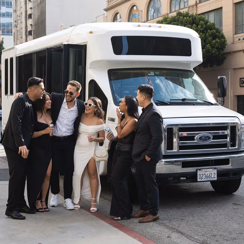 Black Mercedes Sprinter van staged for an San Francisco Bachelor & Bachelorette Transportation group