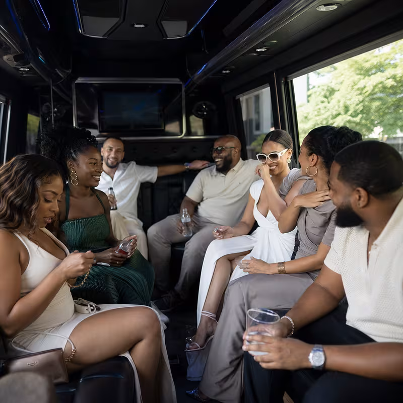 Black Mercedes Sprinter van staged for an San Francisco Private Event Transportation group