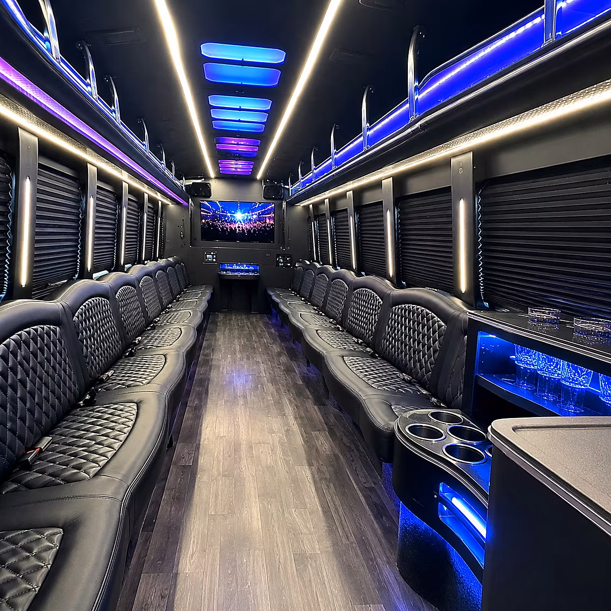 San Francisco Sporting Event Transportation party bus interior
