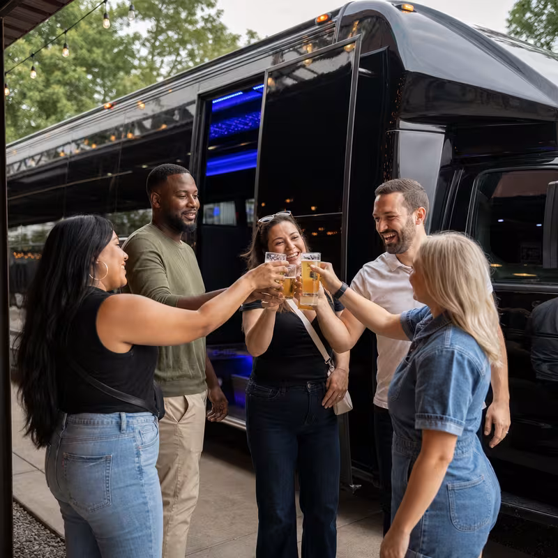 Passengers loading luggage while boarding an San Francisco group shuttle