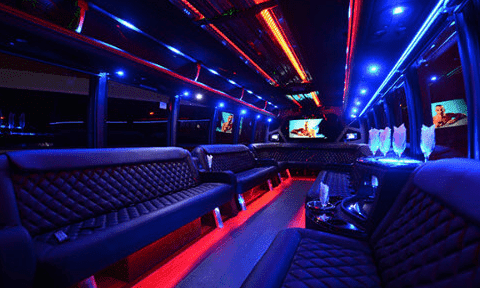 Oakland 30 Passenger Party Bus Black Interior
